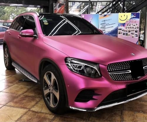 Image of WISDOM Pink Metallic Vehicle Wrap Vinyl Matt Finish Easy Apply Air-Release Weatherproof DIY Car & Motorcycle (Pink Metallic, 20 Inch X 4 Feet)