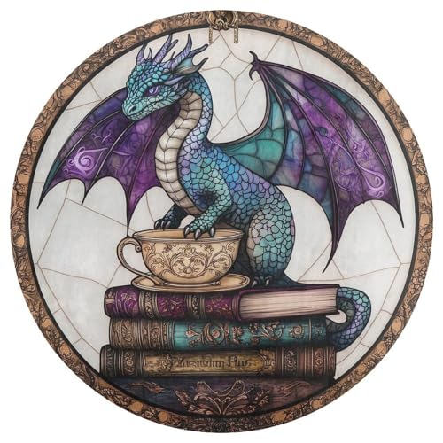 Tapis rond dragon vintage de 90 cm antidérapant style moderne - 2