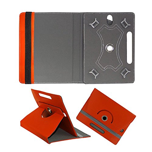 Image of Fastway Rotating Leather Flip Case Cover for Amazon Fire HD 8 Tablet (Orange)