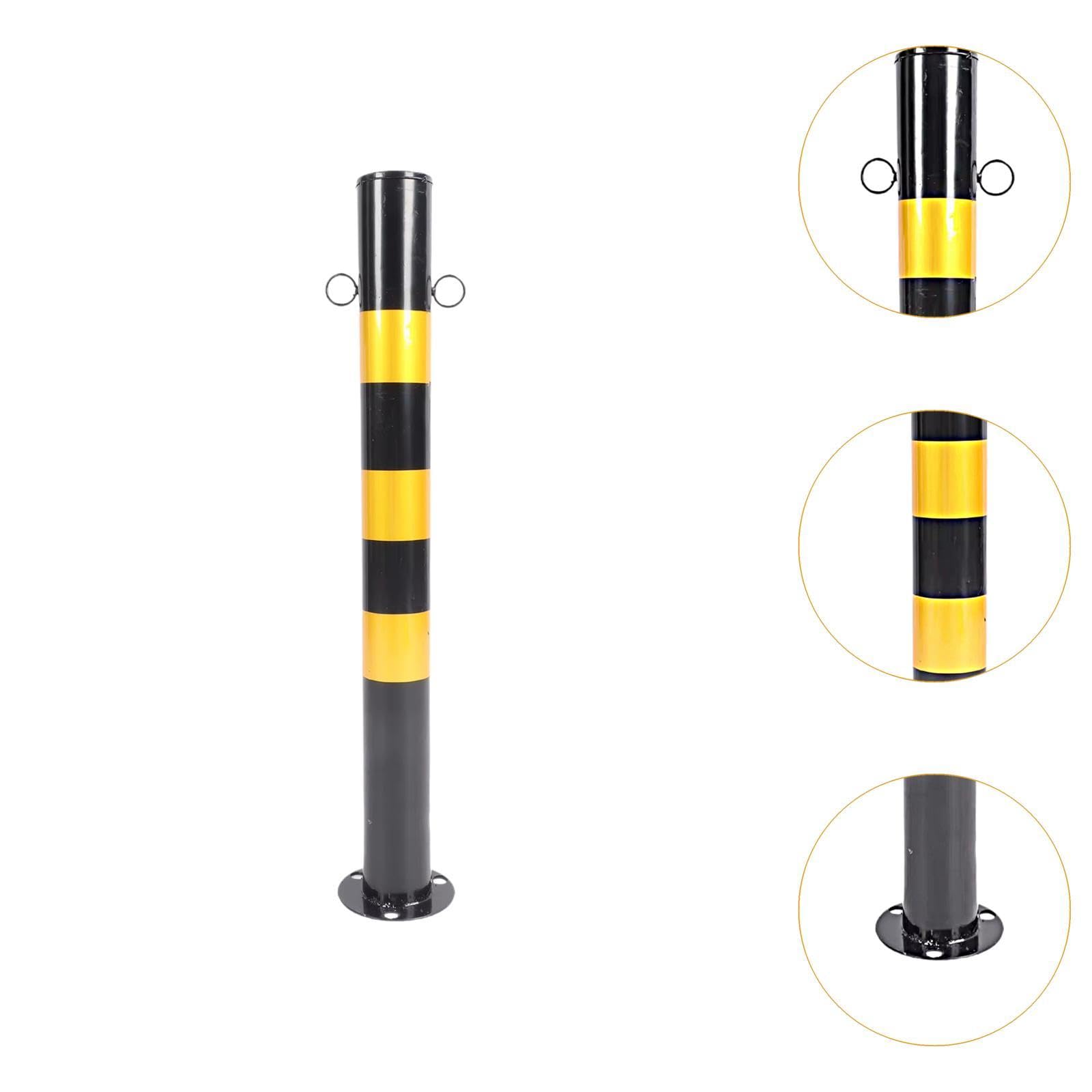 perfk Bolardo de estacionamiento de seguridad Bolardo de estacionamiento de 30' de alto de acero Accesorio protector profesional negro y amarillo para, Anillo Doble