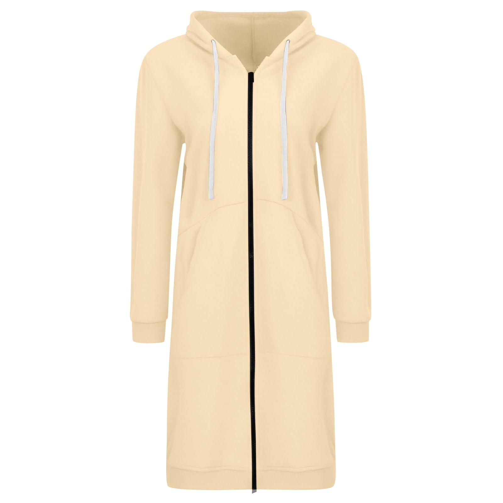 Giacca con Cappuccio Casual da Donna, Tinta Unita, di Media Lunghezza, con Tasche Curve, Ampia Felpa Felpe Azzurre
