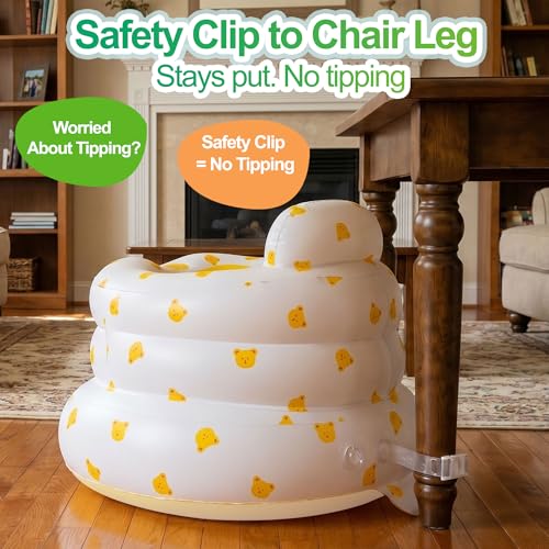 Image of Inflatable Baby Seat with Safety Clip to Chair Leg for Babies 3-36 Months | Upgraded V3.0 Front Bumper Anti-Fall Design, Sit Me Up Floor Seat for Baby Chair Sit, Built in Air Pump, Blow Up Baby Chair