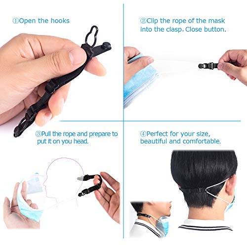 Mask Extender - Face Mask Strap,Face Mask Extender Strap Ear Loops Relieving Ear Pressure & Pain From Wearing Long-Time Mask For Nurses,Food-Workers,Mask Strap Extender With High Elastic Fabric #TOP3