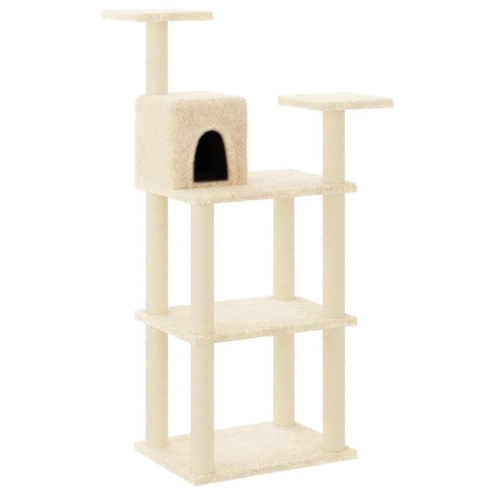 LAPOOH Rascador para Gatos con Postes de sisal, Arbol para Gatos, Gatos Accesorios, Arranhador para Gatos, Arbol Rascador Gatos, Crema 119 cm