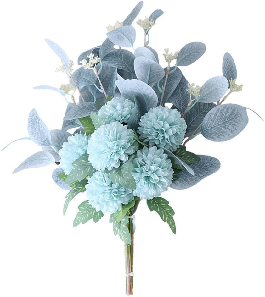 HAOSHICS Artificial Flowers Bouquet Hydrangea Fake Flowers Chrysanthemum Silk Flowers Artificial for Decoration Flower Centerpieces for Coffee Table Decor (Sky) — image 1