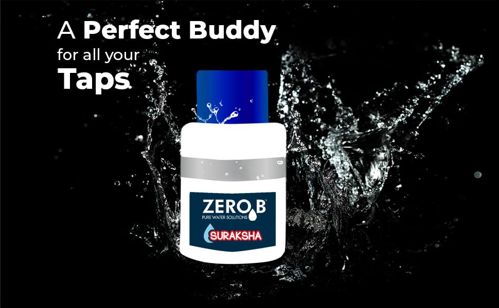 Image of Zero B Suraksha Tap Filter Attachment | 3-Stage Water Purification | Kills 99.99% Bacteria & Viruses|7500L Capacity |Compatible with Hard & Normal Water| Ideal for Kitchen Bathroom Outdoor |Pack of 2