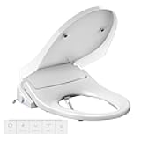 Electric Bidet Toilet Seat Elongated, Heated Toilet Seat with Adjustable Warm Water & Air Dryer, 6 Wash Modes, Dual Control, Self-Cleaning Nozzle, Soft-Close Lid, Night Light, Eco & Child Friendly