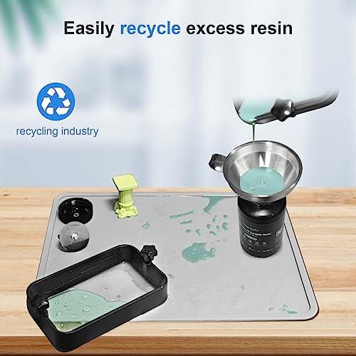 YOOPAI Funnel and Mat, Stainless Steel Filter Funnel & Silicone Slap Mat Cleaning Kit for Filtering Resin and Recover Liquid, Non-Stick Food Pad Waterproof Protect Work Surface