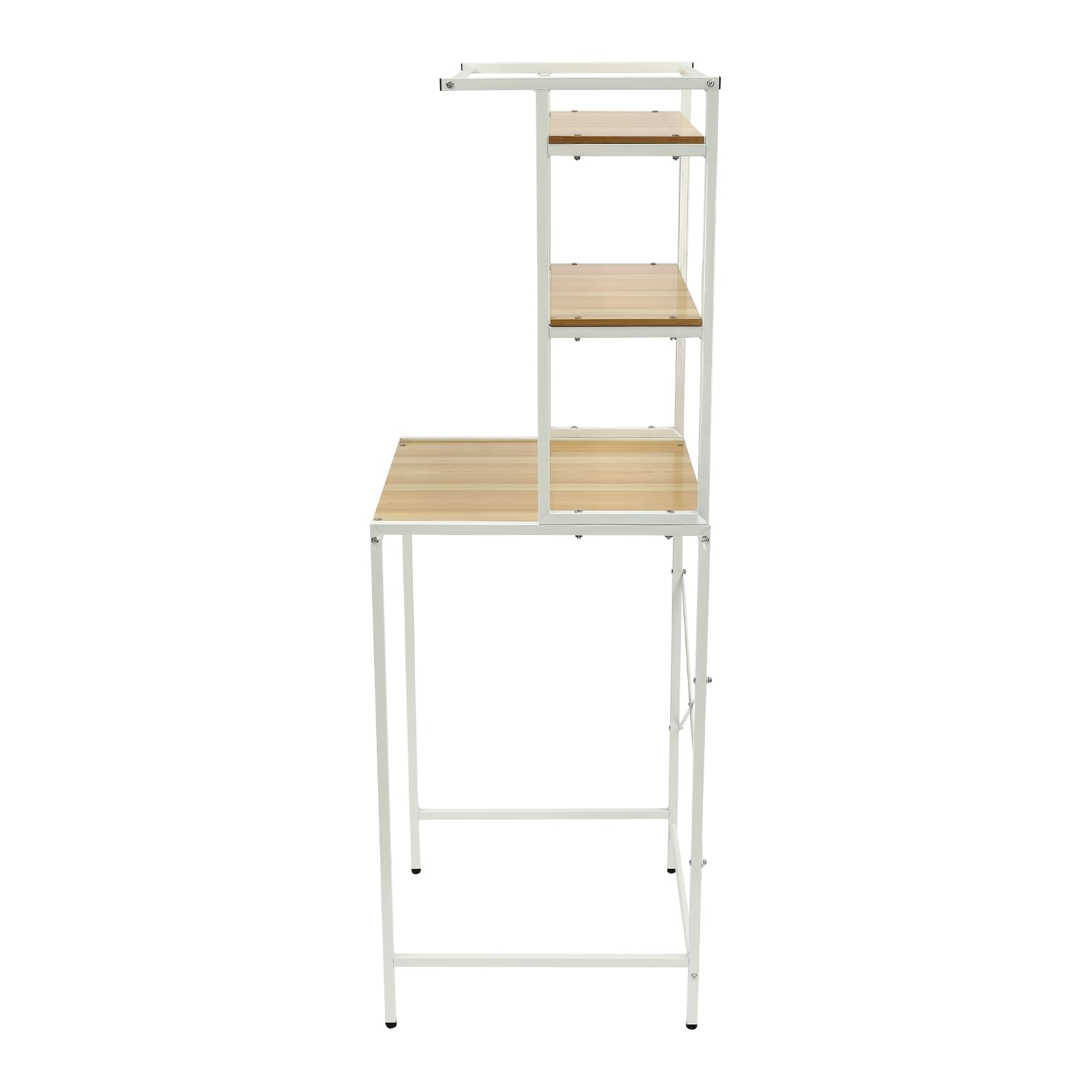 Scaffale Per Lavatrice A 3 Livelli 69x60x176,5 Cm - Ripiani In Legno E Ferro Bianco/Giallo