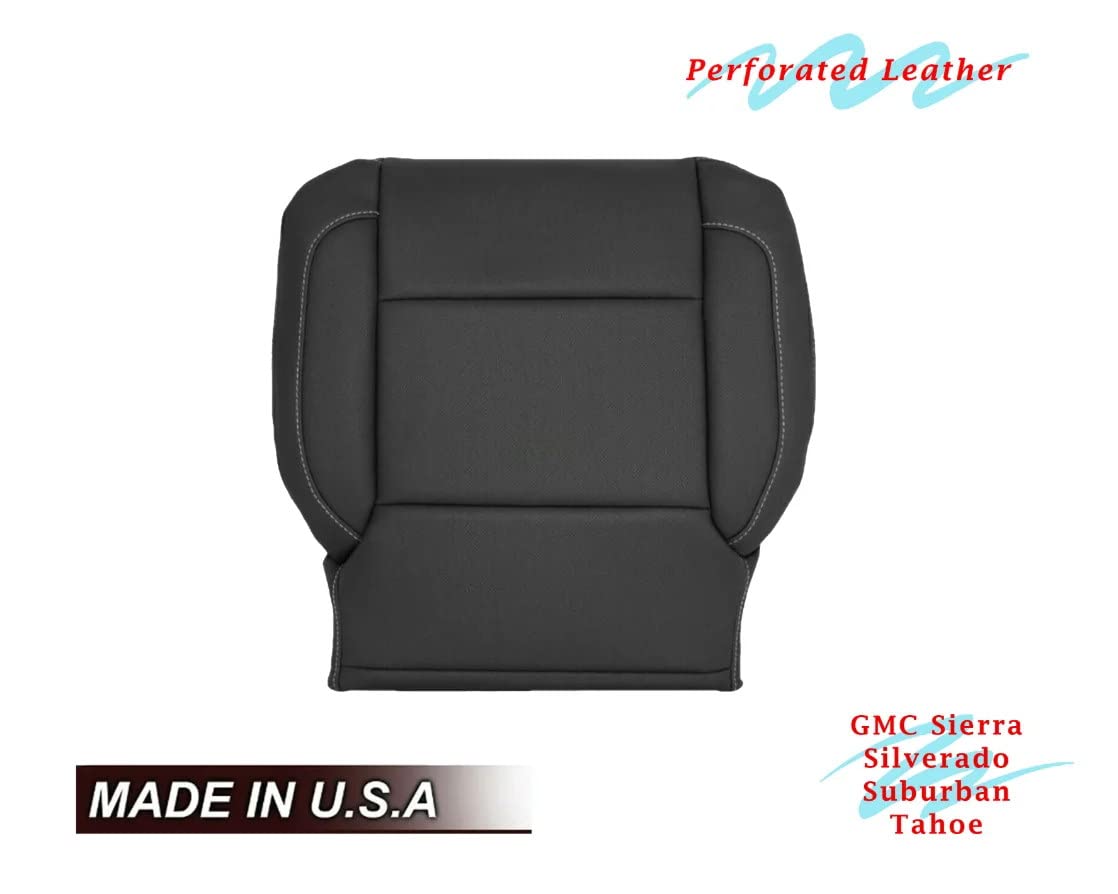 Auto Seat Replacement, Compatible with 2014 2015 2016 2017 2018 Chevy Silverado Suburban & GMC Yukon Sierra Perforated Leather Seat Cover, Fits Both Driver & Passenger (Perforated Leather Jet Black)