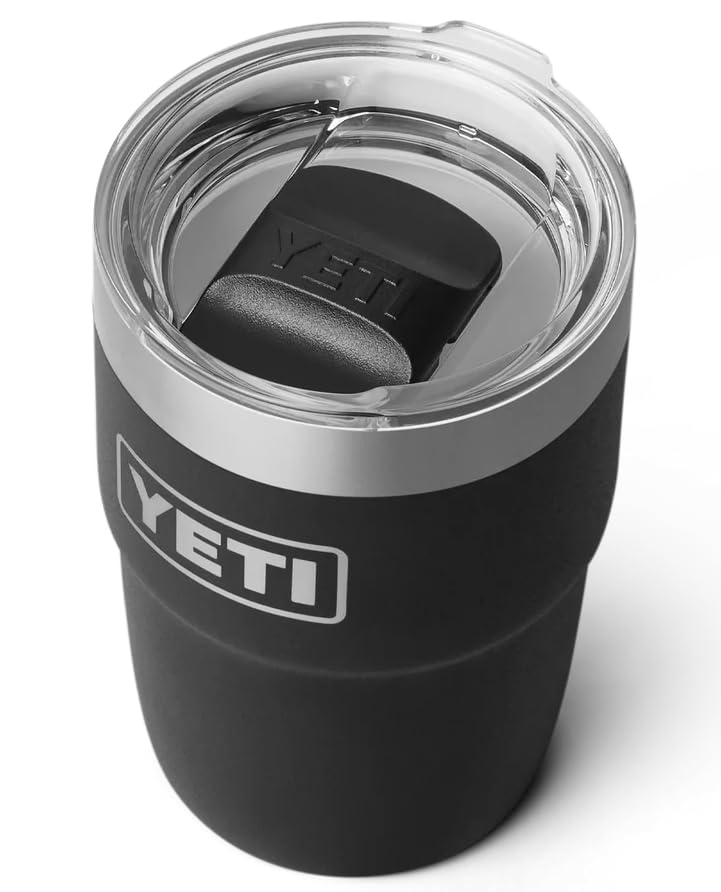 YETI Rambler 8 oz (236 ml) Stackable Cup with Durasip Ceramic Lining, Stainless Steel Vacuum Insulated Coffee Cup with Removable Magslider Lid, Black