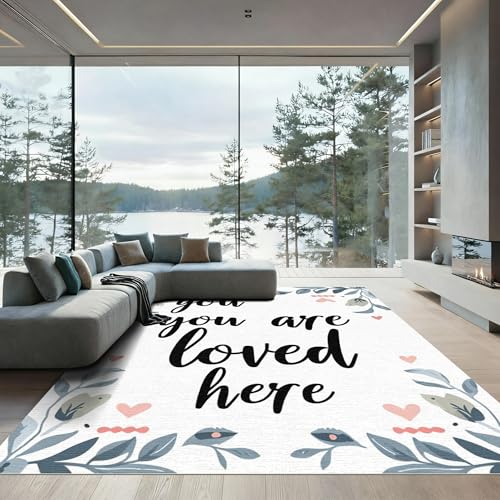 ODIKA 6'x9' Washable Area Rug - Watercolor Dusty Blue Non-Slip