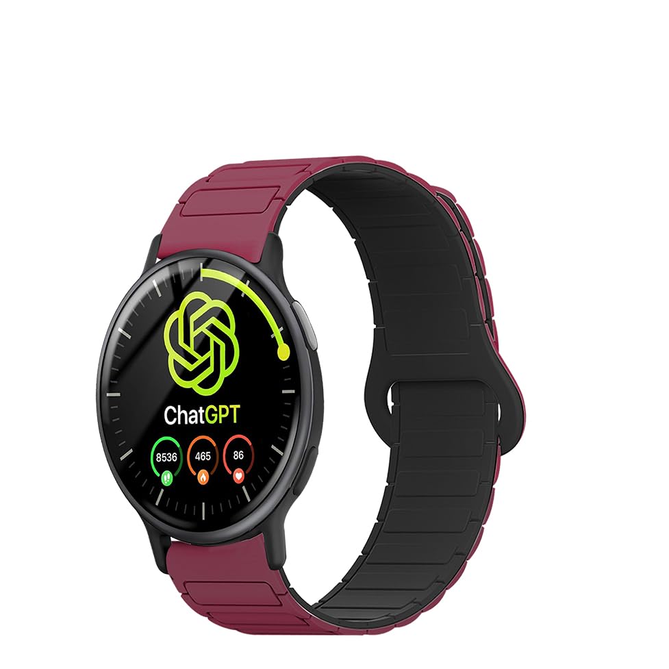 Correa silicona magnética para reloj inteligente rojo y negro miniatura 1