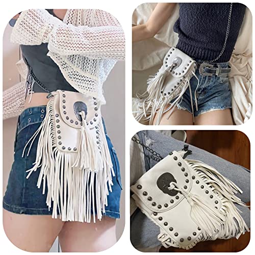 Image of Y2K Punk Fringe Bag Novelty Tassel Gothic Western Crossbody Purse Women Sourpuss Shoulder Rockstar Halloween