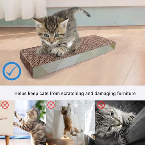 Image of Emily Pets Cat Scratcher (Pack of 3) with Toys - Cardboard Scratch Pad, Feather Wand, and Plush Toy, Durable and Anti-Slip for Cats and Kittens (Color May Vary)
