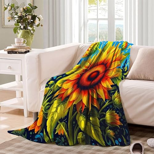 Couverture tournesol 3D en peluche microfibre douce chaude 100x130 - 4