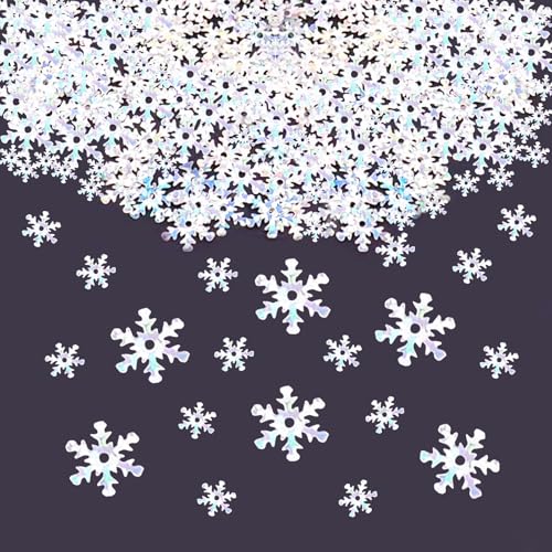 ParPix 1500 Stück Schneeflocken Deko Konfetti, Glitzer Weihnachts Tischdeko, Klein Streudeko Weihnachten Winterdeko, Schneeflocke Weihnachten Deko für Hochzeit, Geburtstag, Neujahr(Laser Silber)