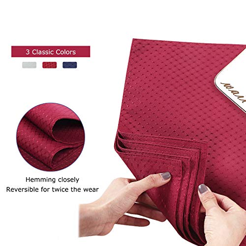Colorbird Waffle Jacquard Place Mat Set Of 4, Heat Resistant Washable Placemats For Dining Table, Microfiber Fabric Wine Red Table Mats, 13 X 19 Inch #TOP4