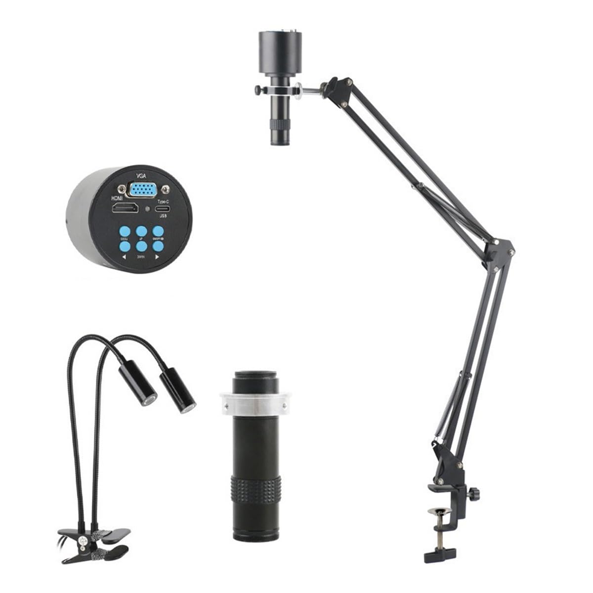 Microscope 48MP 4K 1080P USB Digital Video Microscope Camera 130X C-Mount Industrial Microscopio(1080P Type-C 51cm B)