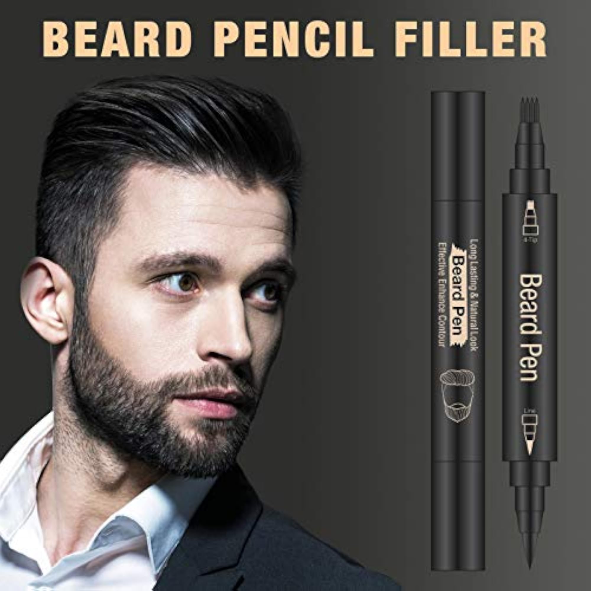 Beard Pencil Filler for Men, Waterproof Long Lasting Coverage