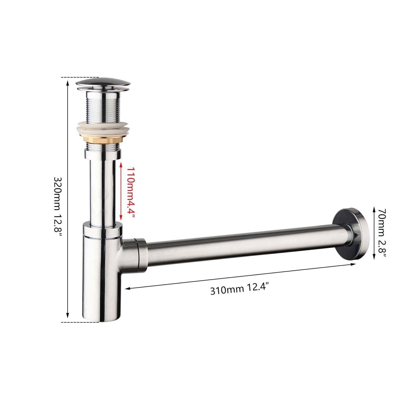 Siphon-Sets for Waschbecken und Abflüsse im Badezimmer für Waschbecken(Chrome No hole)