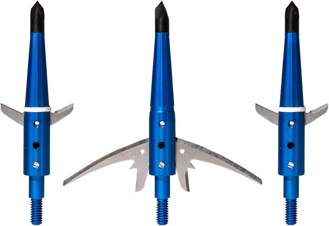 Swhacker Levi Morgan Series 2-Blade Blade-Lock Broadheads, 2.5″ Cut, Blue, 3-Pack | Practice-Safe Blade-Lock Feature