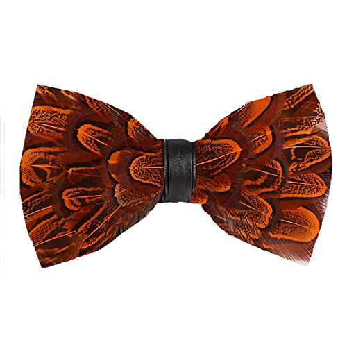 Huliyhus Fashion Elegant Feather Bow Ties Party Banquet Bowties Adjustable Men's Pre-tied Bow Ties for Wedding Party (05) One Size
