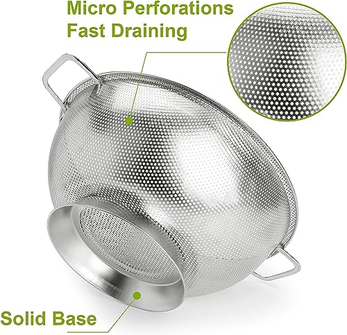 Image of Gulex Stainless Steel Colander Set, Kitchen Strainer, Dishwasher Safe