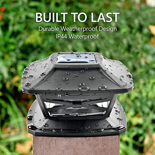 Davinci Lighting Flexfit Solar Outdoor Post Cap Lights - Includes Bases For 4X4 5X5 6X6 Wooden Posts - Bright Led Light - Slate Black (4 Pack) #TOP5