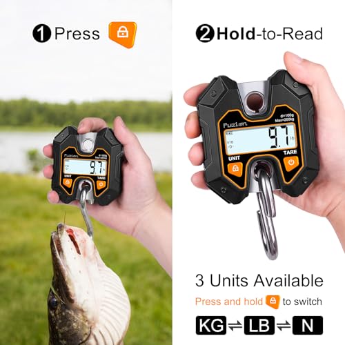 fuzion mini crane scale - hanging scale 440lb200kg1960n deer scale with large lcd display hold amp tare functions for hunting farms fishing no setup required
