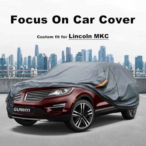 Image of GUNHYI Premium Car Cover Custom Fit Lincoln MKC, 16 Layers Heavy Duty Car Cover Waterproof All Weather with Zipper Door for Sun Rain Snow Dust Uv Protection