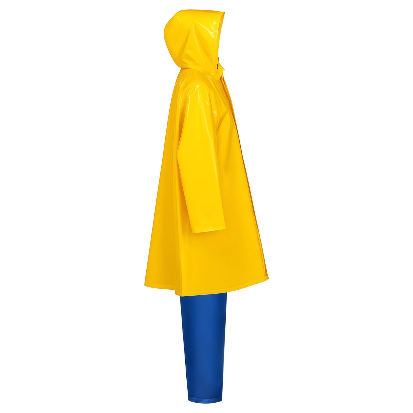 Coraline - Costume per bambini con cappottino antipioggia giallo e pantaloni blu, parrucca, bottoni, occhiali, portachiavi, gioielli nacklace, Halloween, cosplay