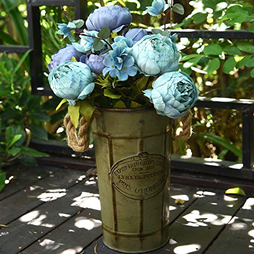 Image of FiveSeasonStuff Vintage Artificial Peonies Silk Peony Flowers and Hydrangeas for Wedding Bridal Home Decor - Beautiful Floral Centerpiece Arrangement Decoration with 2 Bouquets (Mixed Blue)