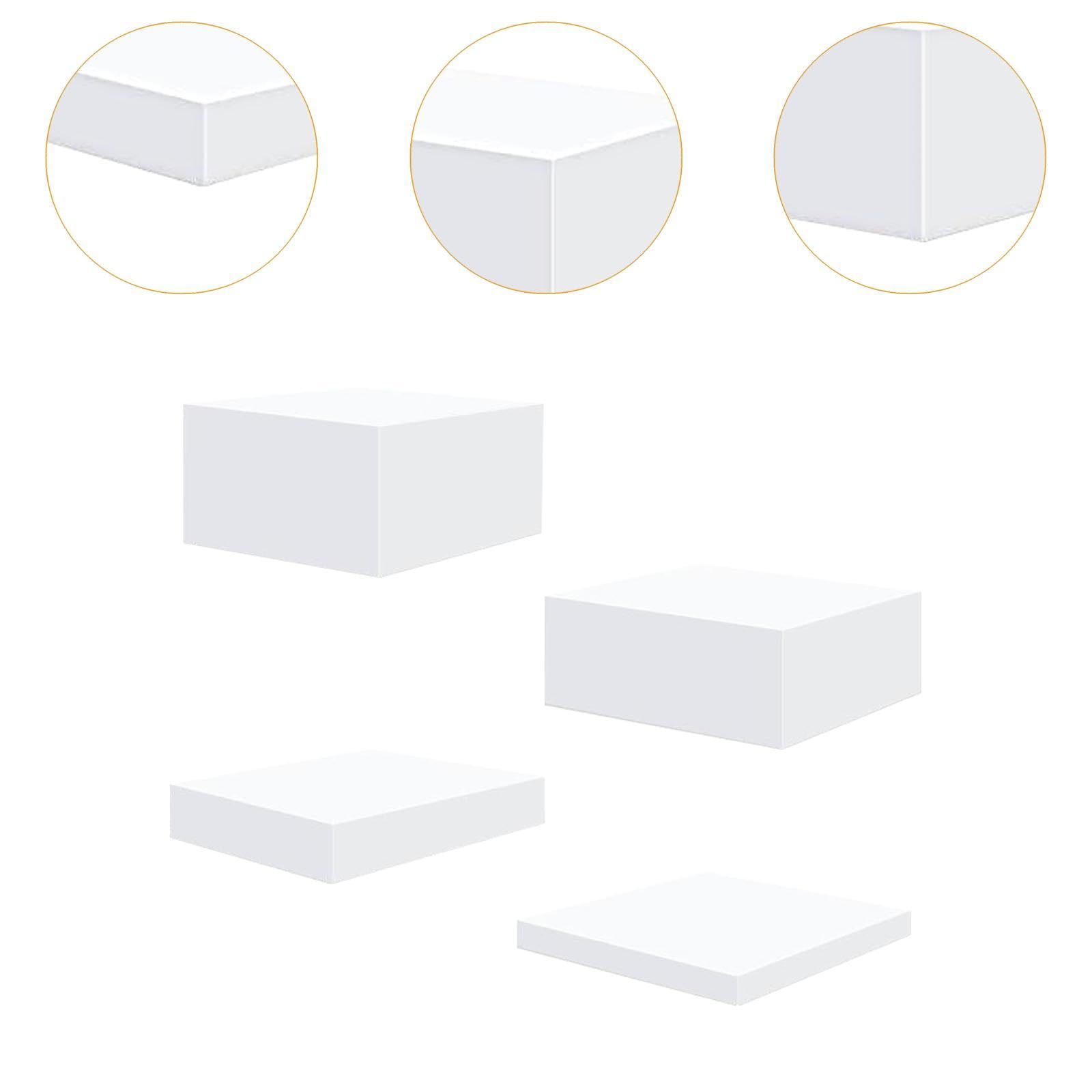 Sharplace 4 Pièces Acrylique Cube Présentoir Riser Alimentaire Riser, 5 Côtés, Présentoir Buffet Riser Nidification Riser pour Aliments À Collectionner Dessert, Blanc L