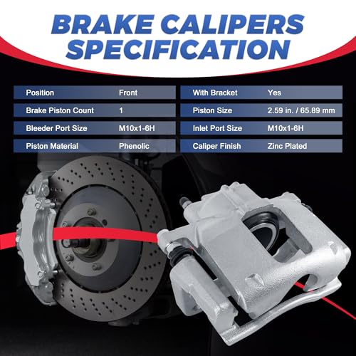 Image of 18B5044 18B5045 Front Disc Brake Calipers Compatible with 2007-12 Wrangler | 2PCS Front Driver & Passenger Side Calipers with Bracket, Compatible with 08-12 Chrysler Town & Country, 07-12 Jeep Wrangler