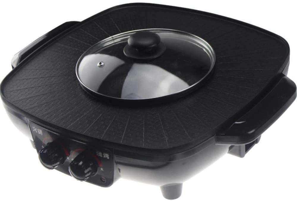 Parrilla de Asar Grill de Asar Plancha de Asar Sartén eléctrica para Parrilla de Olla Caliente de Doble Uso 1700W 1028