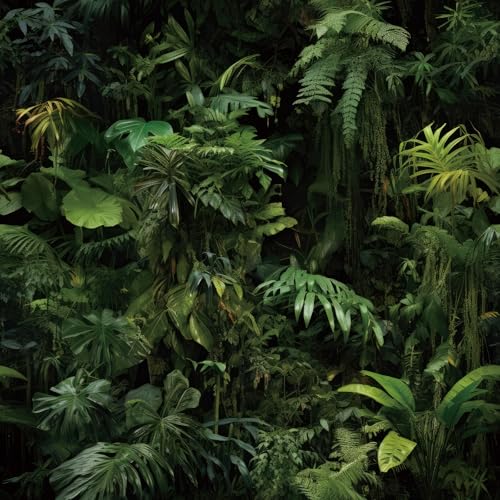 FunStick Dark Green Tropical Wallpaper Peel and Stick Jungle Leaf