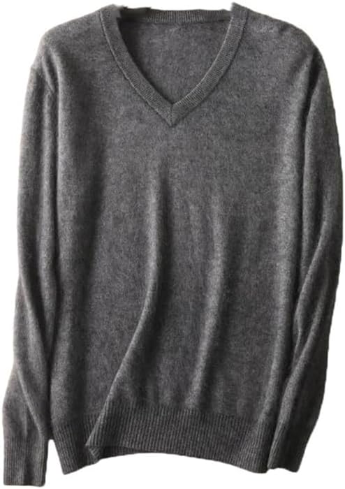 Men's Mink Cashmere Sweaters Solid V-Neck Casual Knit Pullovers Men Long Sleeve Warm Pullovers Jumper