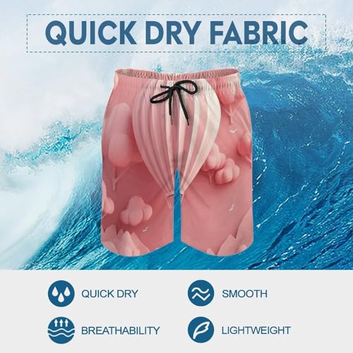 Men's Swim Trunks Quick Dry Board Shorts with Pockets Beach Shorts Hot Air Balloon Floating Bathing Suits for Men3