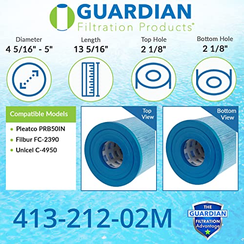 Guardian Filtration Products 413-212-02 2-Pack Pool And Spa Filter Cartridge Replacement For Pleatco Prb50In, Unicel C-4950, Filbur Fc-2390 | 50 Sq. Ft. Premium Filter Material #TOP1