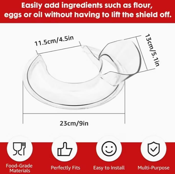Tilt Guard Cover for KitchenAid 4.5-5QT Tilt-Head Stand Mixer, Transparent, Quilted Fabric, Splash-Proof, with Accessory Pockets