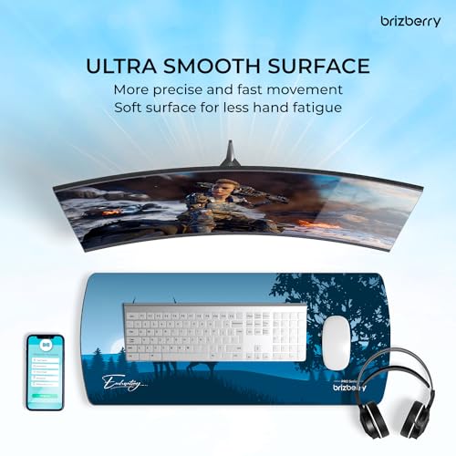 Image of Brizberry Extended Mouse Pad, Desk Mat, 740mm x 310mm x 3mm Large Printed Premium Anti Skid Rubber Base for Desktop Laptop Keyboard (DM Design 3)