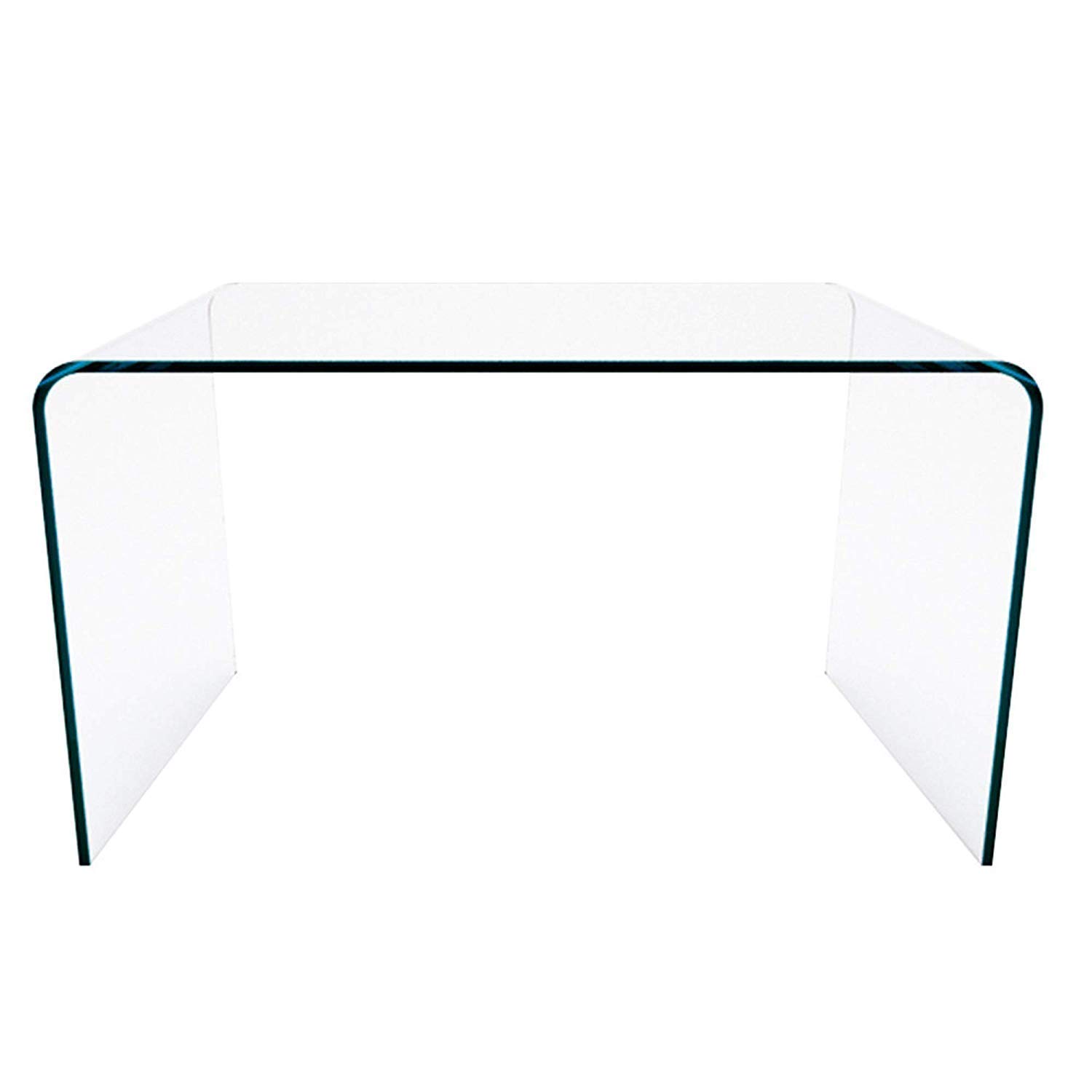 EGLEMTEK Scrivania Scrittoio da Ufficio in Vetro Curvato - Luxury Z-09 - (120 x 74 x 70 cm) Design curvo e moderno