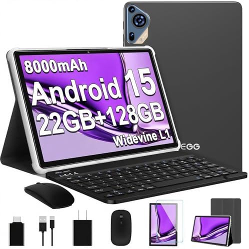2025 Upgraded Android 15 Tablet 10.1 Inch Octa-Core Tablets with Keyboard Mouse, 22GB+128GB+1TB Expand, 8000mAh Large Battery,1280×800 IPS HD Touch Screen, Widevine L1, 5G WiFi, GPS-Metal Grey 2025 Upgraded Android 15 Tablet 10.1 Inch Octa-Core Tablets with Keyboard Mouse, 22GB+128GB+1TB Expand, 8000mAh Large Battery,1280×800 IPS HD Touch Screen, Widevine L1, 5G WiFi, GPS-Metal Grey