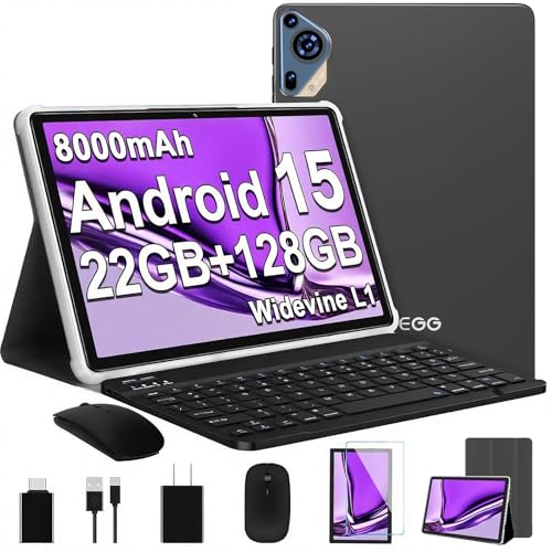 Image of 2026 Upgraded Android 15 Tablet 10.1 Inch Octa-Core Tablets with Keyboard Mouse, 22GB+128GB+1TB Expand, 8000mAh Large Battery,1280x800 IPS HD Touch Screen, Widevine L1, 5G WiFi, GPS-Metal Grey