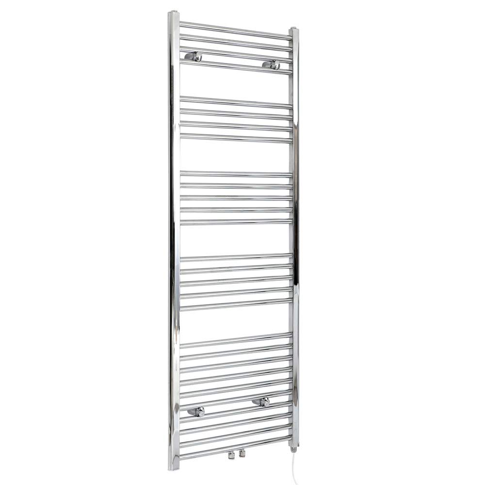 Milano Chrome Neva 600W Round Bar Electric Heated Towel Rail - 1600Mm X 600Mm