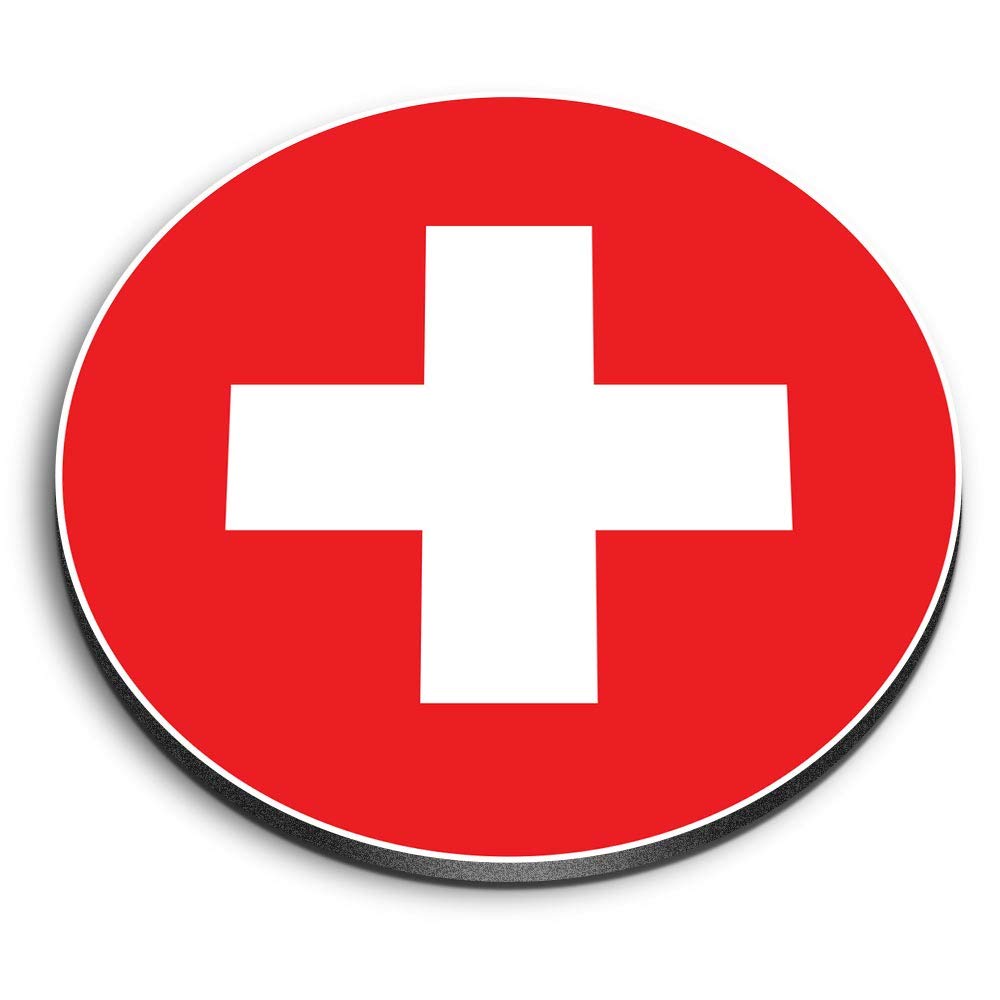 Destination Vinyl Ltd Multicolor 1 X Round Mdf Magnet - Switzerland Flag Map Swiss 9063