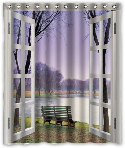 BravoVision Custom the Window Art Fall Scenery Waterproof Polyester Fabric Shower Curtain 60" x 72"