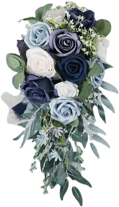 Ramo de flores artificiales de Halloween de Navidad con diseño de escena de boda romántica para sesión de fotos (azul)