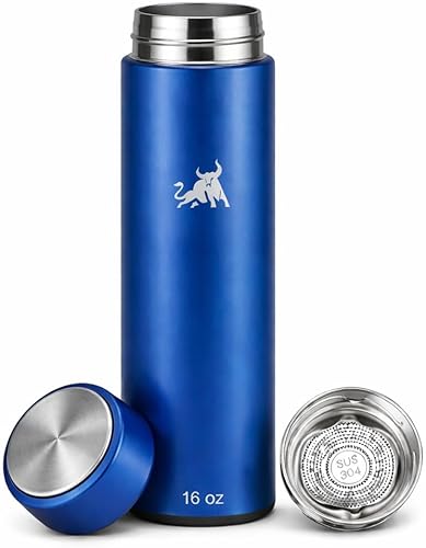 Miniatura 9 de Chandler Botella de acero inoxidable al vacío de 16 onzas – Aislada para café caliente y frío, té y bebidas – Cabe en soportes de automóviles – Taza